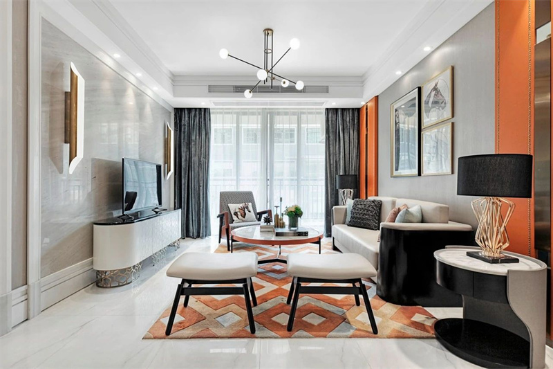 105㎡法式輕奢裝修，愛馬仕橙詮釋法式浪漫，讓生活更有儀式感
